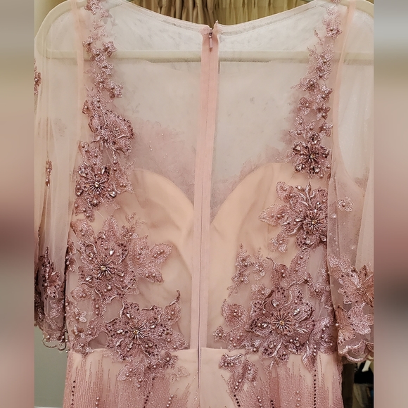 Rose blush evening gown, NWT, front slit - Picture 8 of 10